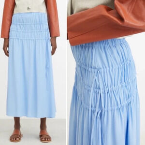 Rodebjer Maxi Skirt Kadiha Crepe Cloud Blue Side Ties Sz XL